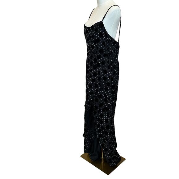Hutch Black Burnout Velvet Slip Maxi Dress SIZE 0 Polkadot Ruffle Slit Gown $363 - Picture 6 of 12